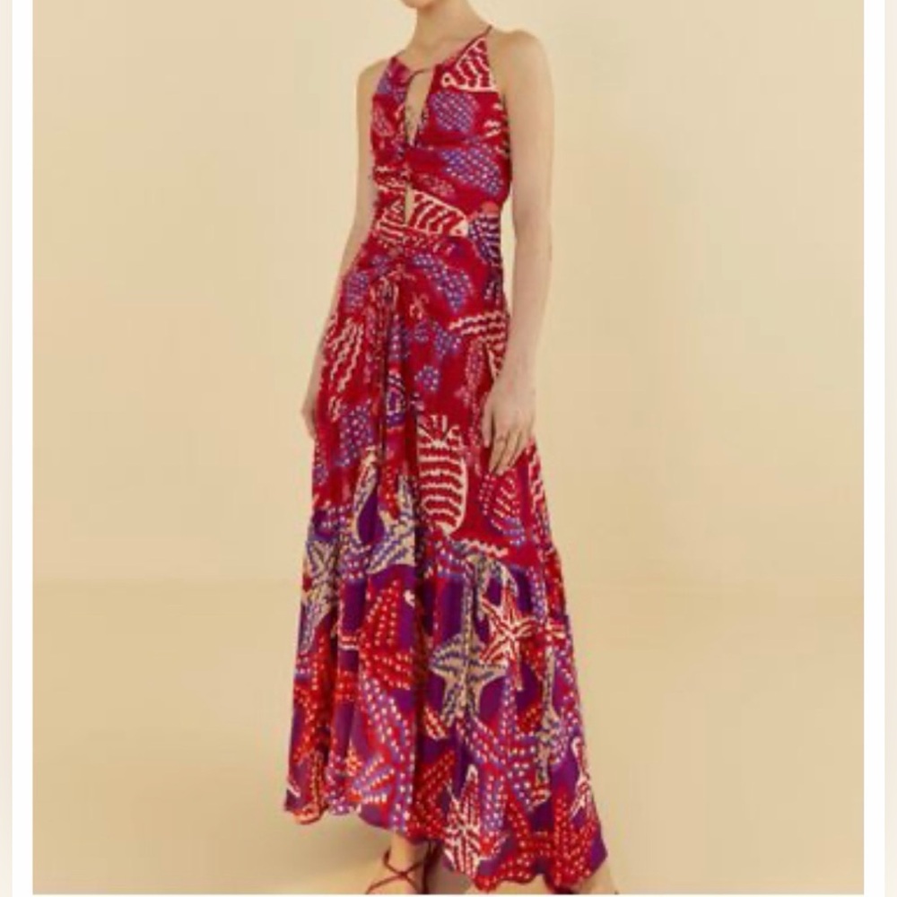 Farm Rio - Red and Purple Patterned Maxi Dress